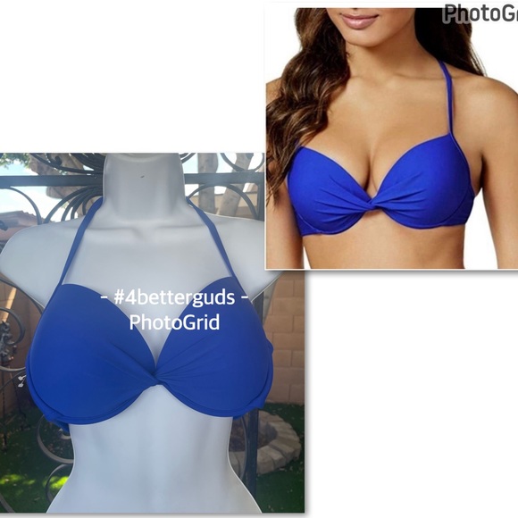 New California Waves Push Up Bikini Swim Top Navy Blue Size XL XG - Picture 7 of 13